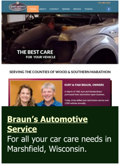 Braun’s Automotive Service  For all your car care needs in Marshfield, Wisconsin.