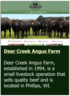 Stephen D. Willett & Associates, S.C.   Bohn Web Design met with the client to discuss concepts and colors and then created this logo, from scratch, based on the client’s vision. Deer Creek Angus Farm  Deer Creek Angus Farm, established in 1994, is a small livestock operation that sells quality beef and is located in Phillips, WI.